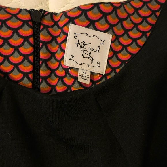 Kit and Sky Black Dress with Orange Print - Picture 4 of 7